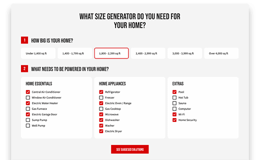 Home standby generator sizing calculator